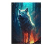 Puzzles pour Adultes 38x26cm/1000pcs Wolf in Flames Puzzles pour Adultes - Jeu De Réflexion - Difficile - Stimulant - Idée Cadeau 38x26cm/1000pcs