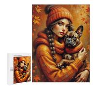 Puzzles Pour Adultes 500 PCS A Young Woman with Long, Braided Hair Wearing A Cozy, Oversized Sweater And A Beanie, Sitt Puzzle Pour Adultes Jeu Manuel Décoration Murale Activités Amusantes À La Maison
