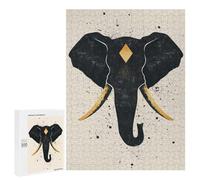 Puzzles pour Adultes 500 PCS Abstract Elephant Vector Portrait with Golden Tusks Puzzles pour Adultes Jeux De Famille Cadeaux pour Femmes Défi Éducatif 500 PCS