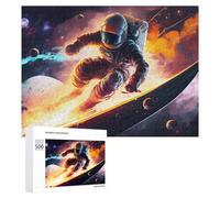 Puzzles pour Adultes 500 PCS Astronaut Surfing in Space -19 Puzzles pour Adolescents, Jeux De Réflexion, Décoration Murale, Cadeaux De Noël Et d'anniversaire 500 PCS