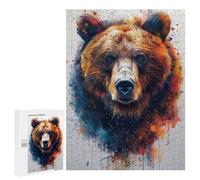 Puzzles pour Adultes 500 PCS Colorful Bear Portrait Art Print Puzzle pour Adolescents Assemblage De Motifs Interaction Parent-Enfant Jeu Au Design Attrayant 500 PCS