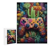 Puzzles pour Adultes 500 PCS Colorful Desert Cactus Controller Puzzles pour Adultes Jeux De Société Cadeau d'anniversaire Cadeaux De Noël 500 PCS