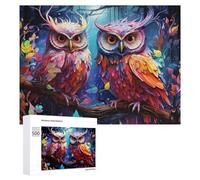 Puzzles pour Adultes 500 PCS Colorful Forest Owls Puzzles pour Adolescents, Jeux De Réflexion, Décoration Murale, Cadeaux De Noël Et d'anniversaire 500 PCS