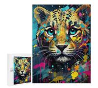 Puzzles pour Adultes 500 PCS Colorful Leopard Portrait Puzzle pour Adolescents Assemblage De Motifs Interaction Parent-Enfant Jeu Au Design Attrayant 500 PCS