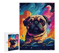 Puzzles pour Adultes 500 PCS Colorful Pug in Space -3 Puzzle pour Adolescents Assemblage De Motifs Interaction Parent-Enfant Jeu Au Design Attrayant 500 PCS