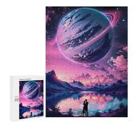 Puzzles pour Adultes 500 PCS Couple Under Saturn Planet Puzzles pour Adultes Analyse Et Logique Entraînez Votre Cerveau Et Vos Mains Jeu Intellectuel