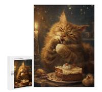 Puzzles pour Adultes 500 PCS Cute Orange Tabby Cat Cake Puzzles pour Adolescents, Jouets, Décoration Murale, Motifs À Assembler, Cadeaux pour Les Amis Et La Famille 500 PCS