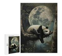 Puzzles pour Adultes 500 PCS Cute Sleeping Panda Moon Puzzles pour Adultes, Jouets Anti-Stress, Améliorent La Mémoire, Cadeau d'anniversaire, Présents, 500 PCS
