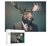 Puzzles pour Adultes 500 PCS Deer in Suit Business Look Puzzles pour Adolescents, Jouets, Décoration Murale, Motifs À Assembler, Cadeaux pour Les Amis Et La Famille 500 PCS