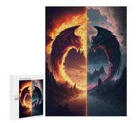 Puzzles pour Adultes 500 PCS Dragon's Gate Fire Vs Ice Puzzles pour Adolescents - Anti-Stress - Défi Éducatif - Cadeaux De Noël Et d'anniversaire 500 PCS