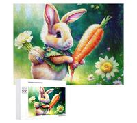 Puzzles pour Adultes 500 PCS Easter Bunny with Carrots Puzzles pour Adolescents, Jeux De Réflexion, Décoration Murale, Cadeaux De Noël Et d'anniversaire 500 PCS