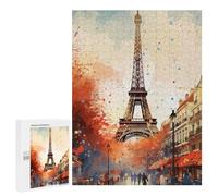 Puzzles pour Adultes 500 PCS Eiffel Tower Paris Art Print Puzzles pour Adultes - Anti-Stress - Défi Stimulant - Jeux De Réflexion en Famille 500 PCS