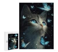 Puzzles pour Adultes 500 PCS Enchanted Butterfly Cat Art Print -1 Puzzle pour Adolescents Assemblage De Motifs Interaction Parent-Enfant Jeu Au Design Attrayant 500 PCS