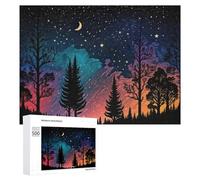 Puzzles pour Adultes 500 PCS Enchanted Forest Under Starlit Sky Puzzles pour Adultes Jeux De Société Cadeau d'anniversaire Cadeaux De Noël 500 PCS