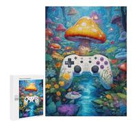 Puzzles pour Adultes 500 PCS Fantasy Mushroom Forest with Game Controller -2 Puzzles pour Adolescents, Jeux De Réflexion, Décoration Murale, Cadeaux De Noël Et d'anniversaire 500 PCS