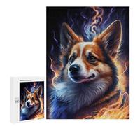 Puzzles pour Adultes 500 PCS Flaming Corgi Art Print -2 Puzzle pour Adolescents Assemblage De Motifs Interaction Parent-Enfant Jeu Au Design Attrayant 500 PCS