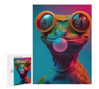 Puzzles pour Adultes 500 PCS Gecko Bubblegum Puzzles pour Adultes, Jouets Anti-Stress, Améliorent La Mémoire, Cadeau d'anniversaire, Présents, 500 PCS