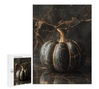 Puzzles pour Adultes 500 PCS Gilded Black Marble Pumpkin Decor Puzzle pour Adolescents Assemblage De Motifs Interaction Parent-Enfant Jeu Au Design Attrayant 500 PCS