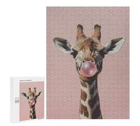 Puzzles pour Adultes 500 PCS Giraffe Blowing Pink Bubble Gum Puzzle pour Adultes - Jeux Relaxants - Difficulté : Difficile - Cadeaux pour Les Amis Et La Famille 500 PCS