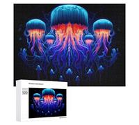 Puzzles pour Adultes 500 PCS Glowing Jellyfish Swarm Puzzle pour Adultes, Jouet, Décoration Murale, Cadeau pour Femmes, pour Les Jeux 500 PCS