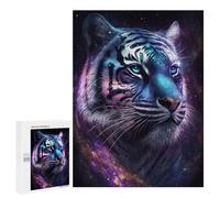 Puzzles pour Adultes 500 PCS Glowing Tiger Galaxy Art Print Puzzle pour Adolescents Assemblage De Motifs Interaction Parent-Enfant Jeu Au Design Attrayant 500 PCS