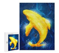 Puzzles pour Adultes 500 PCS Golden Whale in Blue Puzzle pour Adultes - Jeux Relaxants - Difficulté : Difficile - Cadeaux pour Les Amis Et La Famille 500 PCS