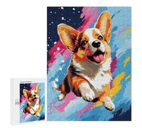 Puzzles pour Adultes 500 PCS Happy Corgi Painting Puzzle pour Adolescents Assemblage De Motifs Interaction Parent-Enfant Jeu Au Design Attrayant 500 PCS