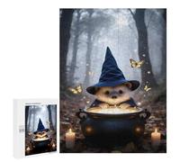 Puzzles pour Adultes 500 PCS Hedgehog Wizard with Cauldron in Forest Jeu De Puzzle Familial Amusant Et Humoristique, Cadeau d'anniversaire, 500 PCS