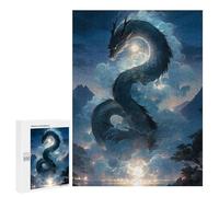 Puzzles pour Adultes 500 PCS Japanese Dragon Moon Light Puzzles pour Adolescents, Jouets, Décoration Murale, Motifs À Assembler, Cadeaux pour Les Amis Et La Famille 500 PCS