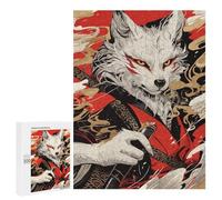 Puzzles pour Adultes 500 PCS Japanese Fox Warrior Art Print Puzzle pour Adolescents Assemblage De Motifs Interaction Parent-Enfant Jeu Au Design Attrayant 500 PCS