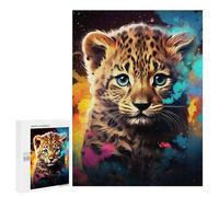 Puzzles pour Adultes 500 PCS Leopard Cub with Blue Eyes Puzzles pour Adolescents - Anti-Stress - Défi Éducatif - Cadeaux De Noël Et d'anniversaire 500 PCS