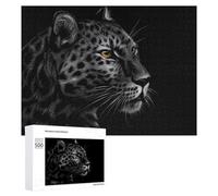 Puzzles pour Adultes 500 PCS Leopard Portrait Wild Majesty Puzzles pour Adultes Jeux De Société Cadeau d'anniversaire Cadeaux De Noël 500 PCS