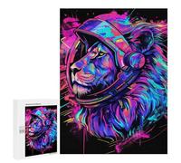 Puzzles pour Adultes 500 PCS Lion Astronaut Helmet Art Print-1 Puzzle pour Adolescents Assemblage De Motifs Interaction Parent-Enfant Jeu Au Design Attrayant 500 PCS