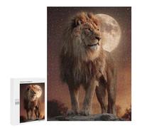 Puzzles pour Adultes 500 PCS Lion Moon Night Sky Puzzles pour Adolescents - Anti-Stress - Défi Éducatif - Cadeaux De Noël Et d'anniversaire 500 PCS