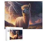 Puzzles pour Adultes 500 PCS Llama in Lightning Storm-1 Puzzles pour Adultes - Décoration Murale - Décoration Parfaite - Défi À Relever 500 PCS