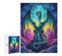 Puzzles pour Adultes 500 PCS Majestic Dragon on Mountain Peak Puzzle pour Adultes, Jeu De Réflexion, Décoration Murale, Cadeau d'anniversaire, Cadeaux, 500 PCS
