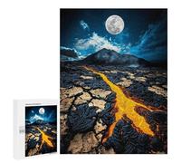 Puzzles pour Adultes 500 PCS Molten Night Lava Flow Beneath A Full Moon Puzzle pour Adultes - Jeux Relaxants - Difficulté : Difficile - Cadeaux pour Les Amis Et La Famille 500 PCS