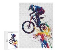 Puzzles pour Adultes 500 PCS Mountain Biker in Flight Puzzles pour Adultes Jeux Relaxants Améliorent La Mémoire Cadeaux d'anniversaire Et De Noël Uniques 500 PCS
