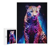 Puzzles pour Adultes 500 PCS Neon Leopard Portrait Puzzle pour Adultes, Jouet, Décoration Murale, Cadeau pour Femmes, pour Les Jeux 500 PCS