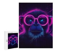 Puzzles pour Adultes 500 PCS Neon Monkey Portrait Puzzle pour Adultes, Jeu De Réflexion, Décoration Murale, Cadeau d'anniversaire, Cadeaux, 500 PCS