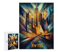 Puzzles pour Adultes 500 PCS New York Dynamic Cubism - Modern Geometric Skyline Puzzle pour Adultes, Jeu De Réflexion, Décoration Murale, Cadeau d'anniversaire, Cadeaux, 500 PCS