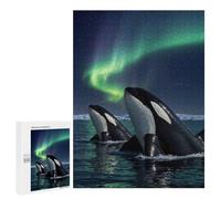 Puzzles pour Adultes 500 PCS Orcas Under The Aurora Borealis Puzzles pour Adultes, Jeux De Détente, Cadeaux pour Femmes, Cadeau d'anniversaire, Cadeaux, 500 PCS
