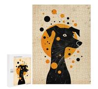 Puzzles pour Adultes 500 PCS Puzzles Abstract Dog Vector Portrait with Orange Circle Puzzles pour Adultes Jeux en Famille Anti-Stress Interaction Parent-Enfant 500 PCS