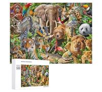 Puzzles pour Adultes 500 PCS Puzzles Amazon Jungle Animals Collage Puzzles pour Adolescents Jeu Pratique Course De Vitesse Interaction Parent-Enfant 500 PCS
