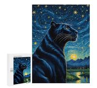 Puzzles pour Adultes 500 PCS Puzzles Animal Panther Starry Night Puzzles pour Adolescents Jeu Pratique Course De Vitesse Interaction Parent-Enfant 500 PCS