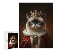 Puzzles pour Adultes 500 PCS Puzzles Cat King Portrait Puzzles pour Adultes - Décoration Murale - Difficile - Stimule Le Cerveau 500 PCS