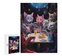 Puzzles pour Adultes 500 PCS Puzzles Cats in Space A Cosmic Gathering Puzzles pour Adolescents Jeu Manuel Décoration Parfaite Cadeaux d'anniversaire Et Cadeaux Uniques 500 PCS