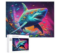 Puzzles pour Adultes 500 PCS Puzzles Colorful Shark Underwater Scene Puzzles pour Adolescents Jeu Manuel Décoration Parfaite Cadeaux d'anniversaire Et Cadeaux Uniques 500 PCS