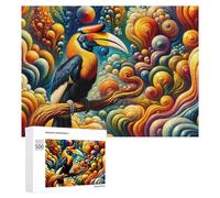Puzzles pour Adultes 500 PCS Puzzles Colorful Toucan in Fantasy Forest Puzzles pour Adolescents Jeu Manuel Décoration Parfaite Cadeaux d'anniversaire Et Cadeaux Uniques 500 PCS