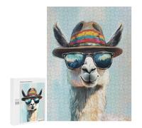 Puzzles pour Adultes 500 PCS Puzzles Cool Llama in Sunglasses Puzzles pour Adultes - Décoration Murale - Difficile - Stimule Le Cerveau 500 PCS